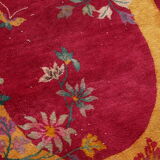 Old Chinese Art Deco handmade carpet 79cm x 134cm 1920s, 1E08