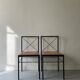 Set of 2 designer chairs in metal and cognac leather, Arrben Italy