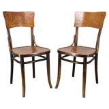 Pair of Thonet Art Nouveau bentwood chairs, Czechoslovakia, 1920s