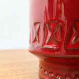 Red pottery vase Rimini Italian from the mid-century by Aldo Londi for Bitossi, 1960s.