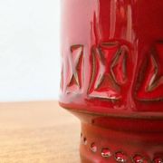 Red pottery vase Rimini Italian from the mid-century by Aldo Londi for Bitossi, 1960s.