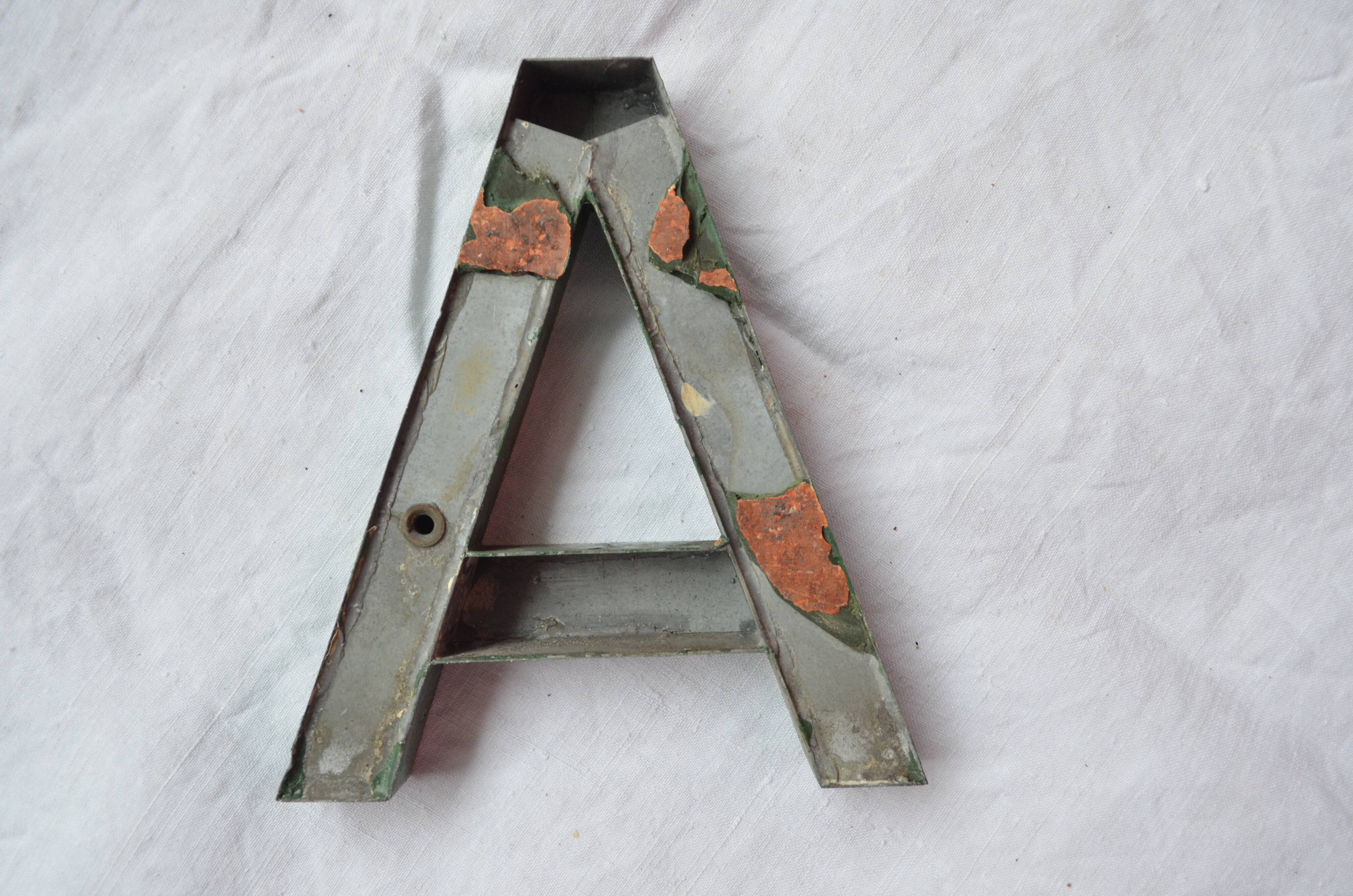 Sign letter A vintage metal