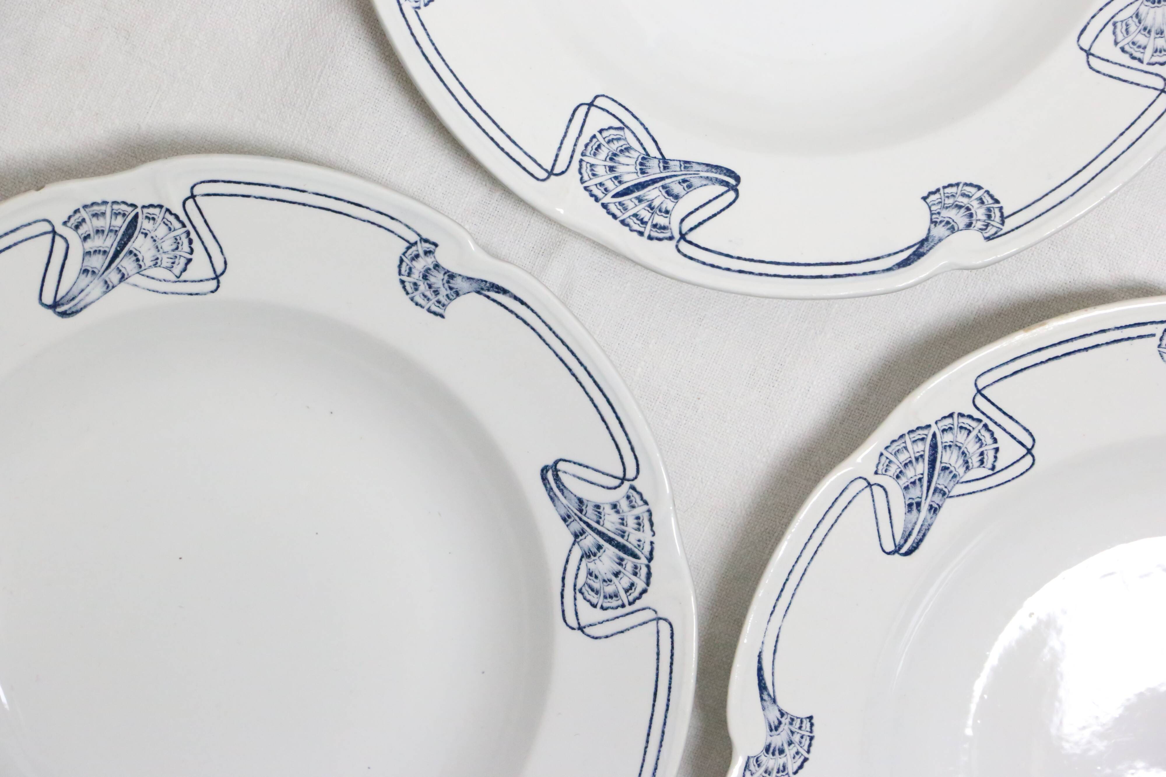 Deep plates x6, Onnaing, Algéciras model, Granite, 19th century