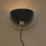Pair of half-moon metal and lucite wall lights Postmodern Memphis vintage Circa 1980