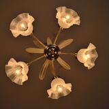 Lustre ceiling lamp design flowers of the 70s