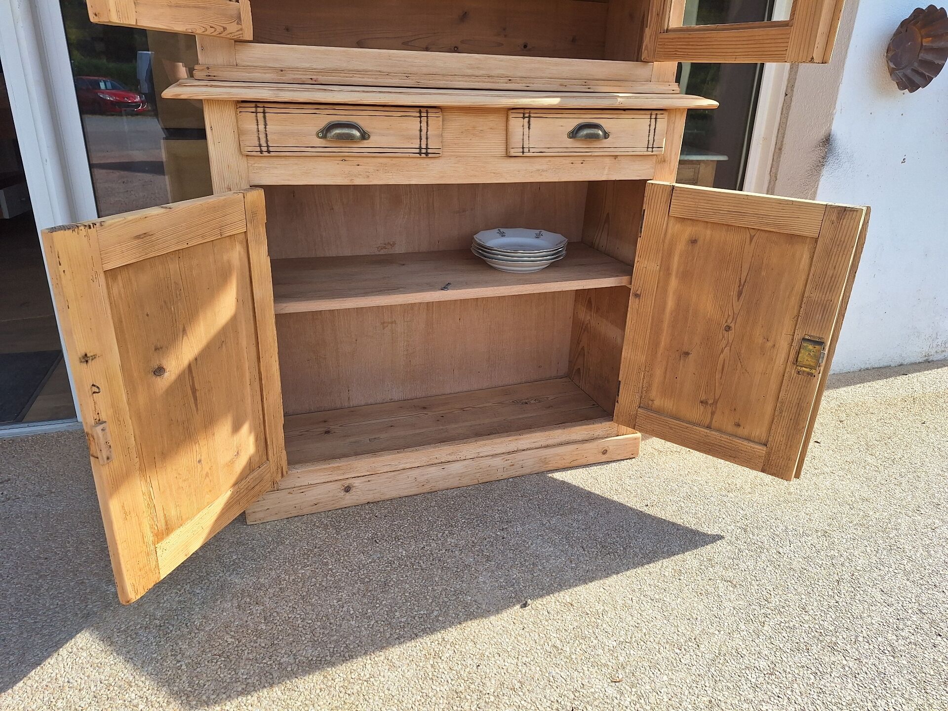 Raw wood sideboard