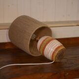 Ceramic lamp with linen shade, 1950s - 1960s