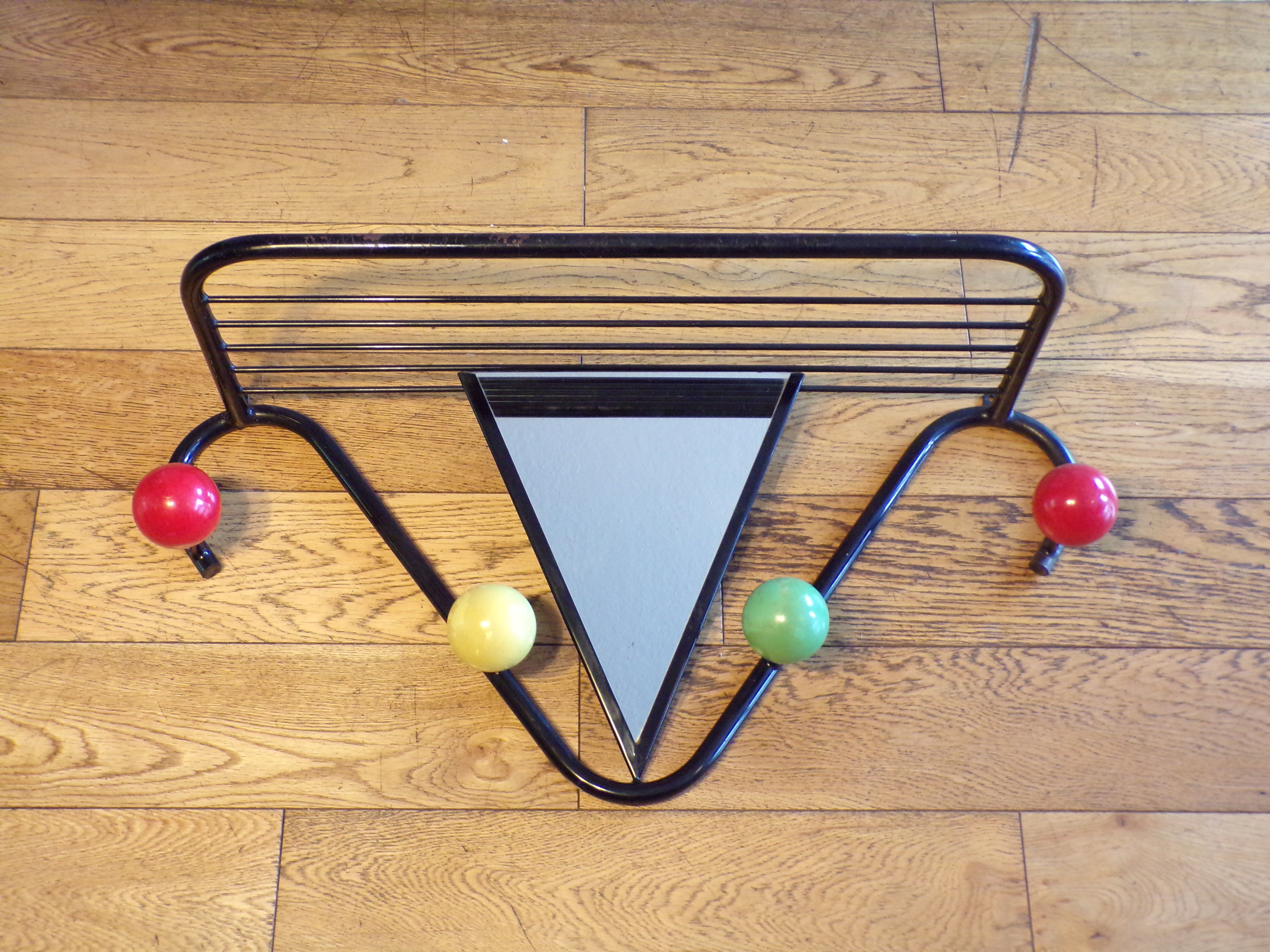 Vintage coat rack with mirror and shelf