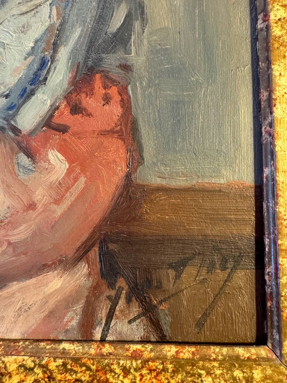 Old painting, portrait of a gypsy woman, signed Yves Diey, 20th century