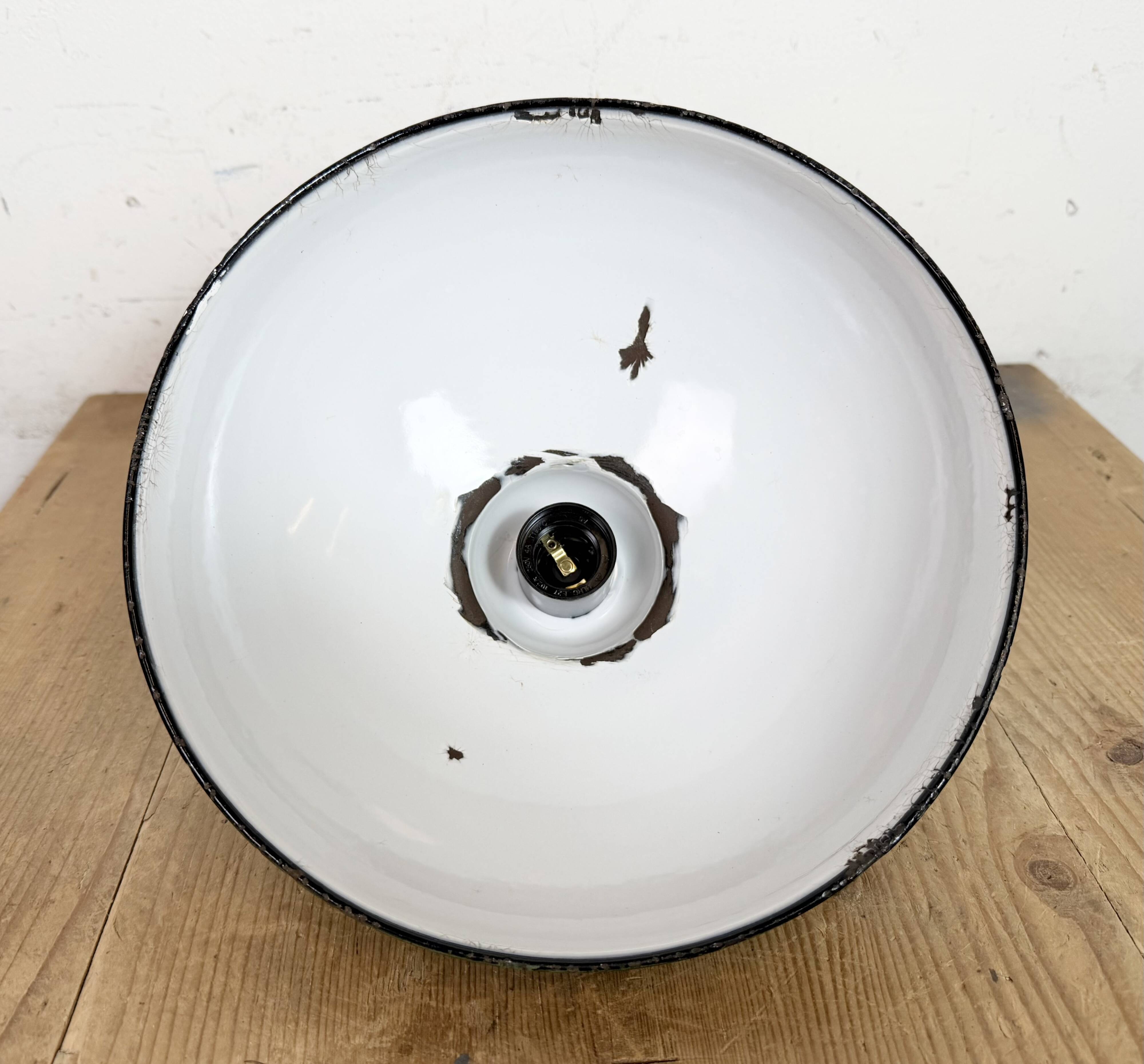 Industrial Green Enamel Factory Pendant Lamp, 1960s