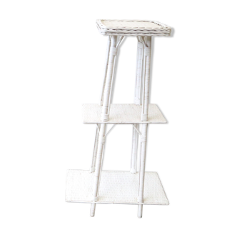 Rattan and white wicker shelf