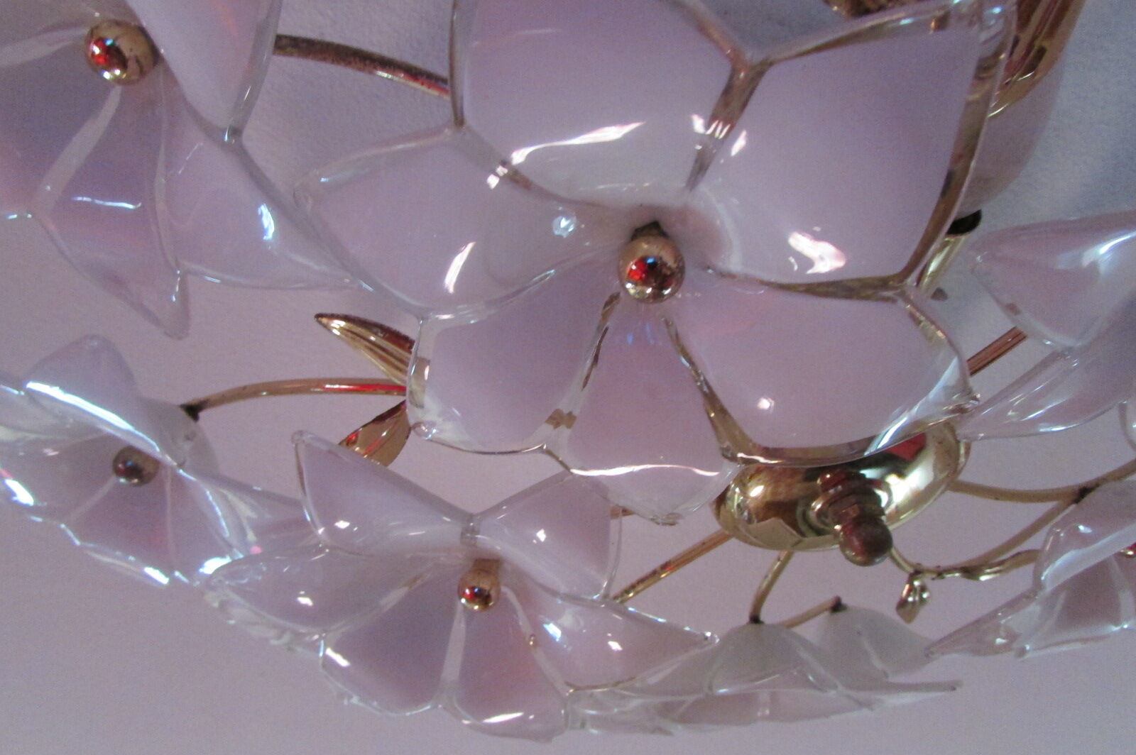 Murano Glass and Golden Brass ceiling lamp, 1970s