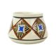 Abstract belgian art deco vase amc white blue black crackle earthenware