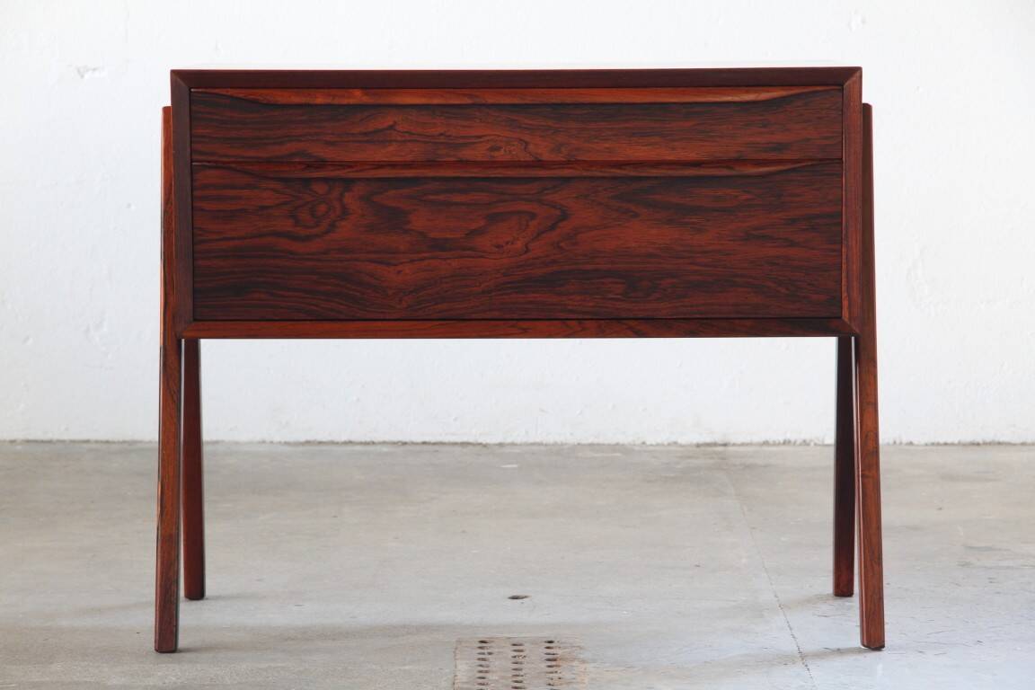 Vintage set of Danish rosewood bedside sewing nests attributed to Erling Torvits, 1960s