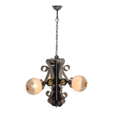 Vintage Mazzega Murano Pendant Light with 3 Glass Globes, Italy, circa 1970