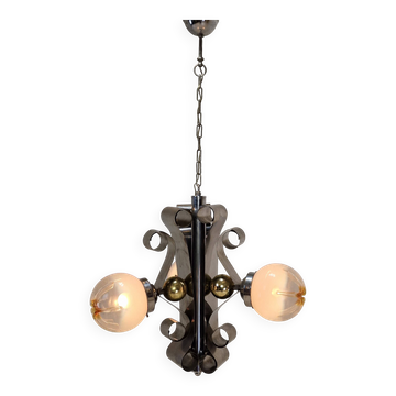 Vintage Mazzega Murano Pendant Light with 3 Glass Globes, Italy, circa 1970