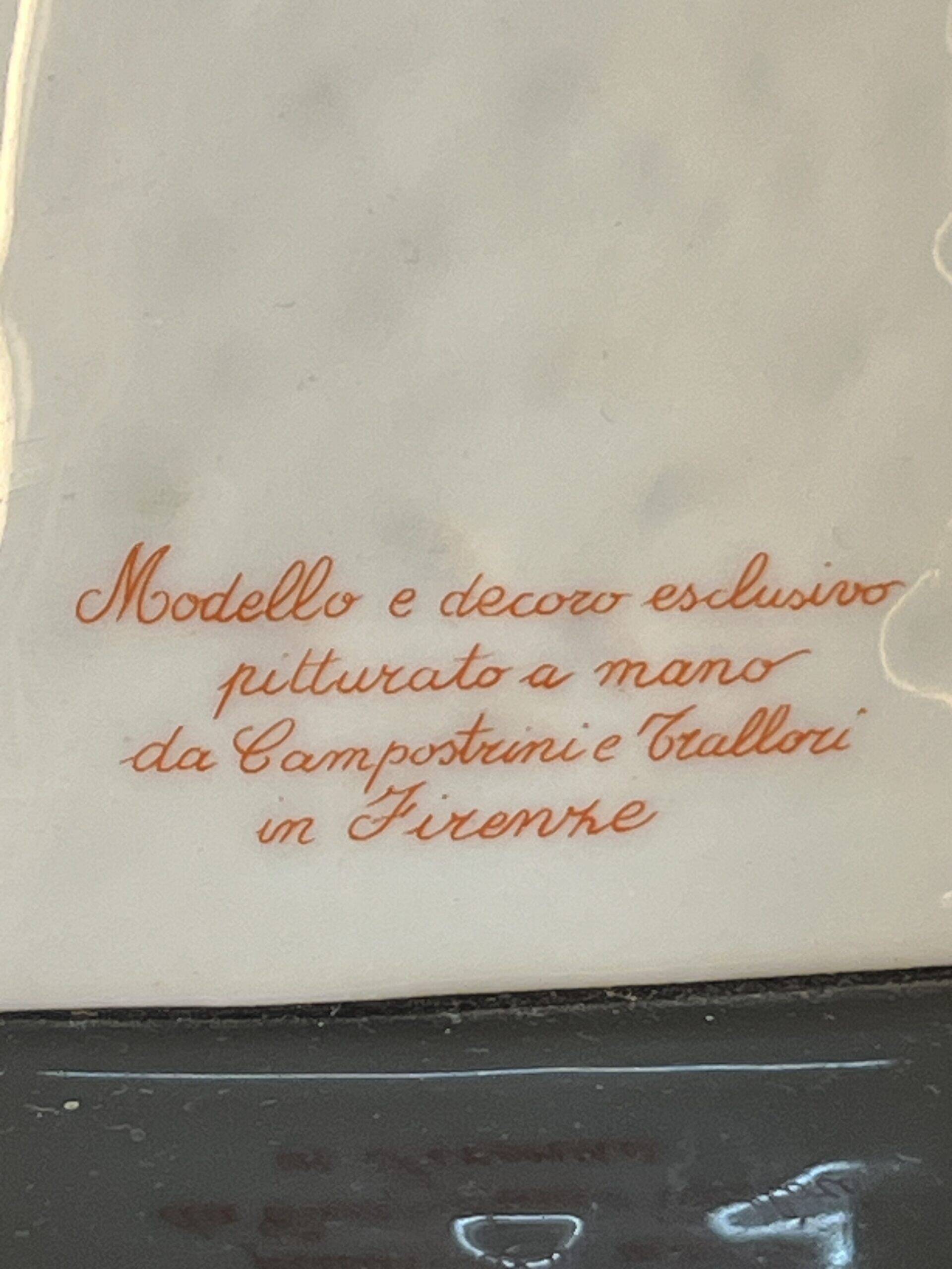 Beautiful Italian porcelain lamp from Florence, by Campostrini & Trallori, in the shape of a stork
