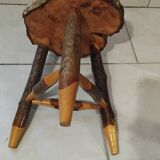 Vintage brutalist wooden stool