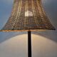 Rosewood mid century floor lamp with rattan shade, Sweden 1960s