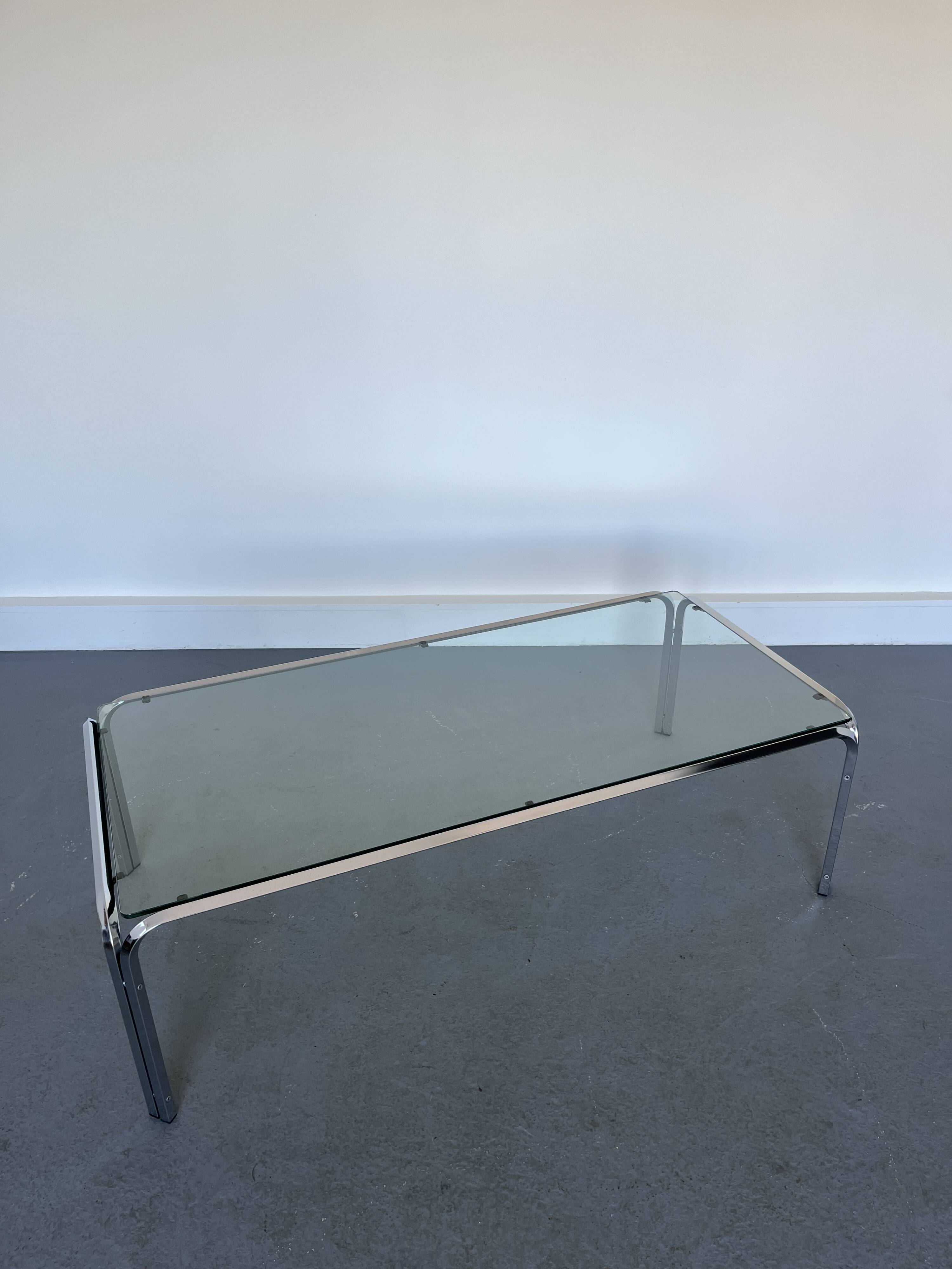 Vintage coffee table with  glass & chrome frame, 1970s