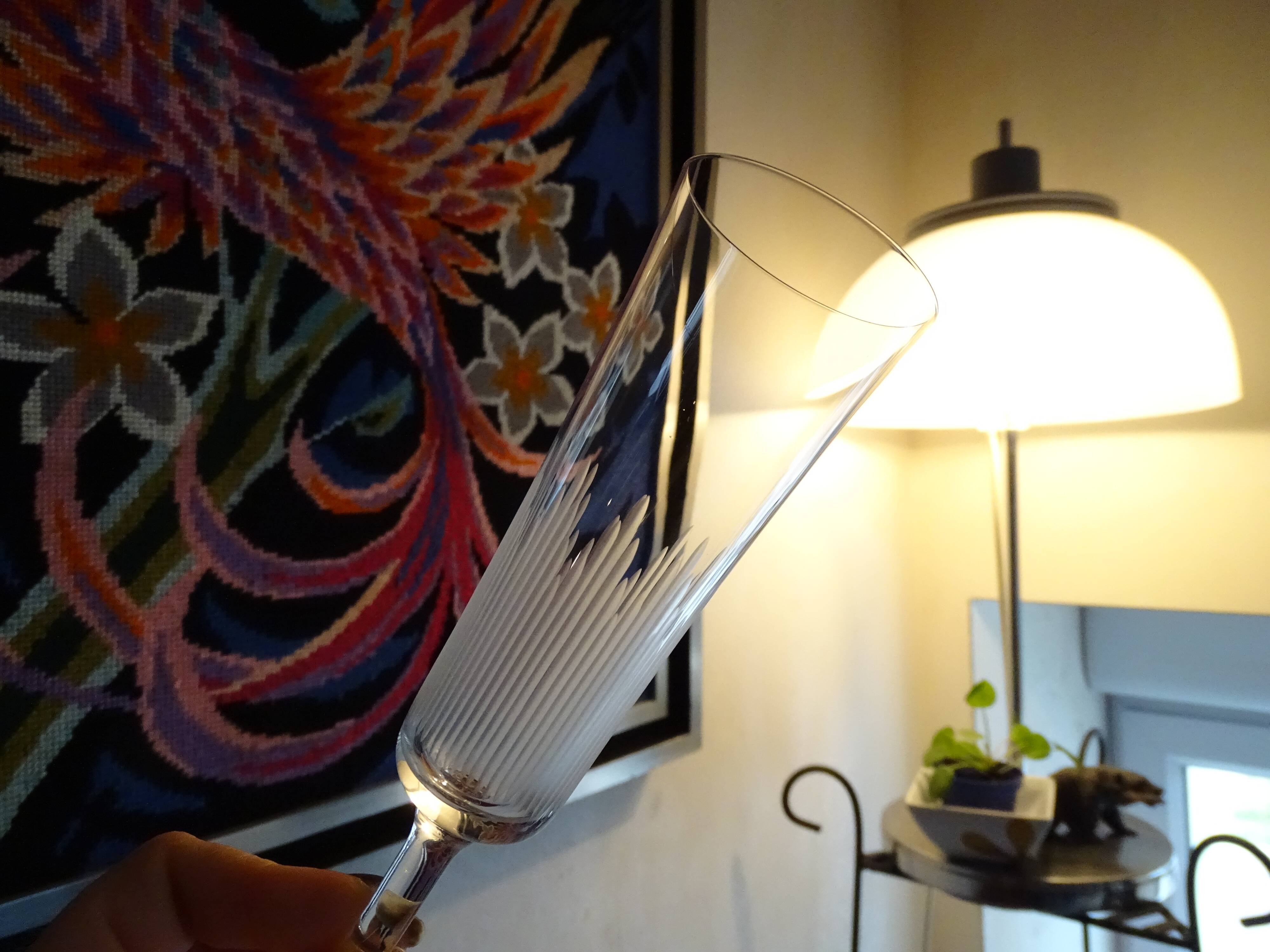 6 flutes champagne crystal cut art deco style