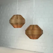 Pair of Hans-Agne Jakobsson pendant lights in pine veneer – AB Ellysett