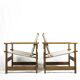Pair of vintage safari lounge chairs in canvas and wood, 1970s.