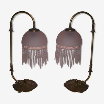 Art Nouveau style lamp pair