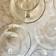 Vintage Jena Borosilicate Glass Tea Cups Set of 6 + Saucers,  GDR, 1960s