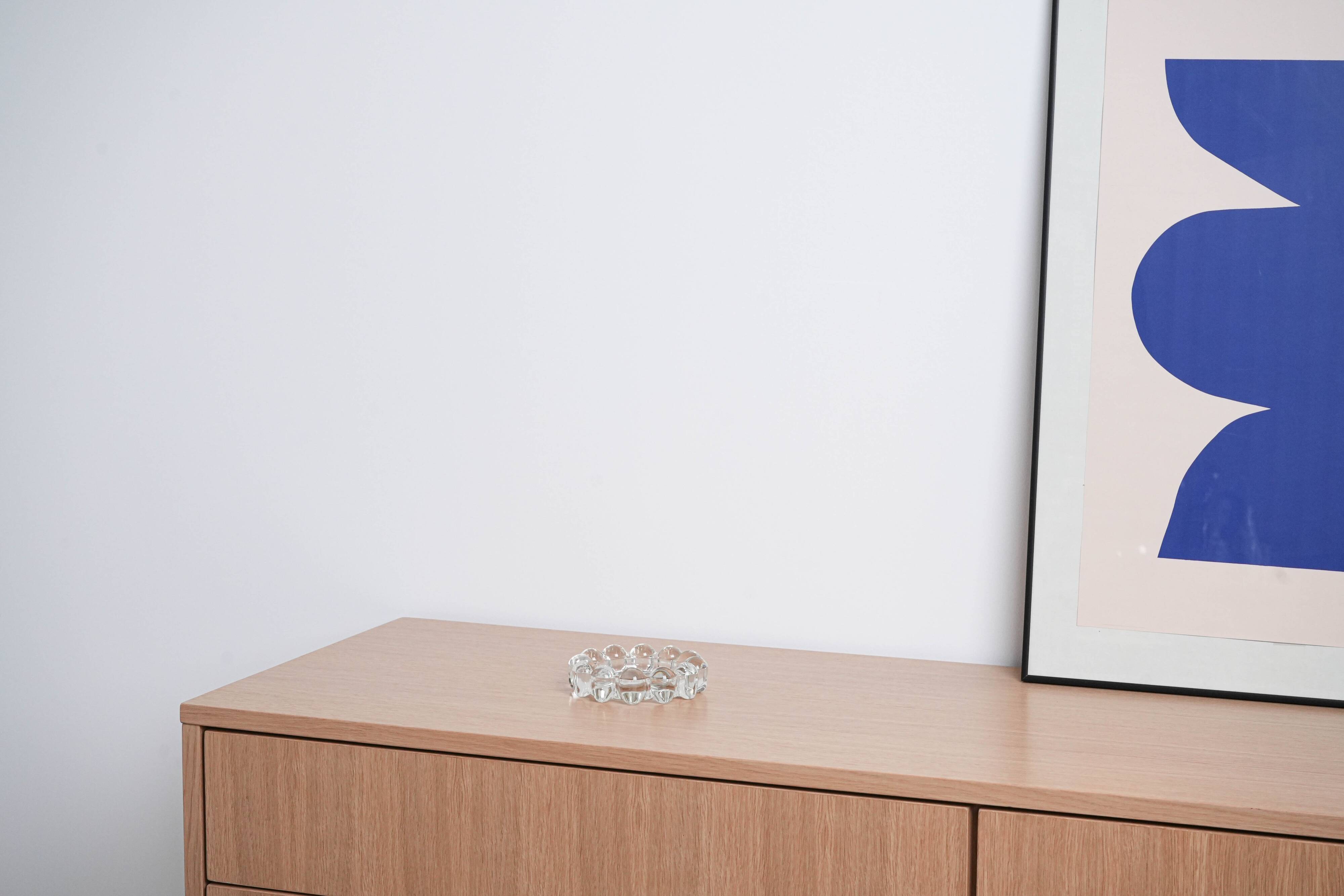 Glass candle holder, Danish design, 1970s, made in