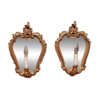 Appliques anciennes miroirs or fin années 50