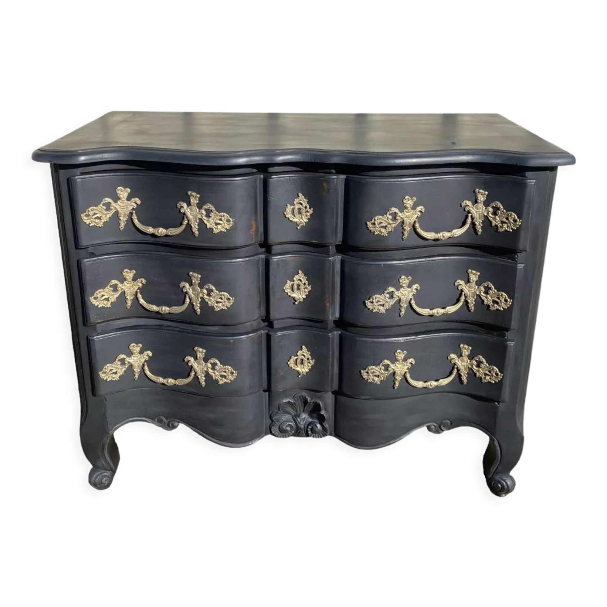 Black and brass chest of drawers