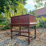 Wedding Chest and its Twisted Base in Oak 17th Century