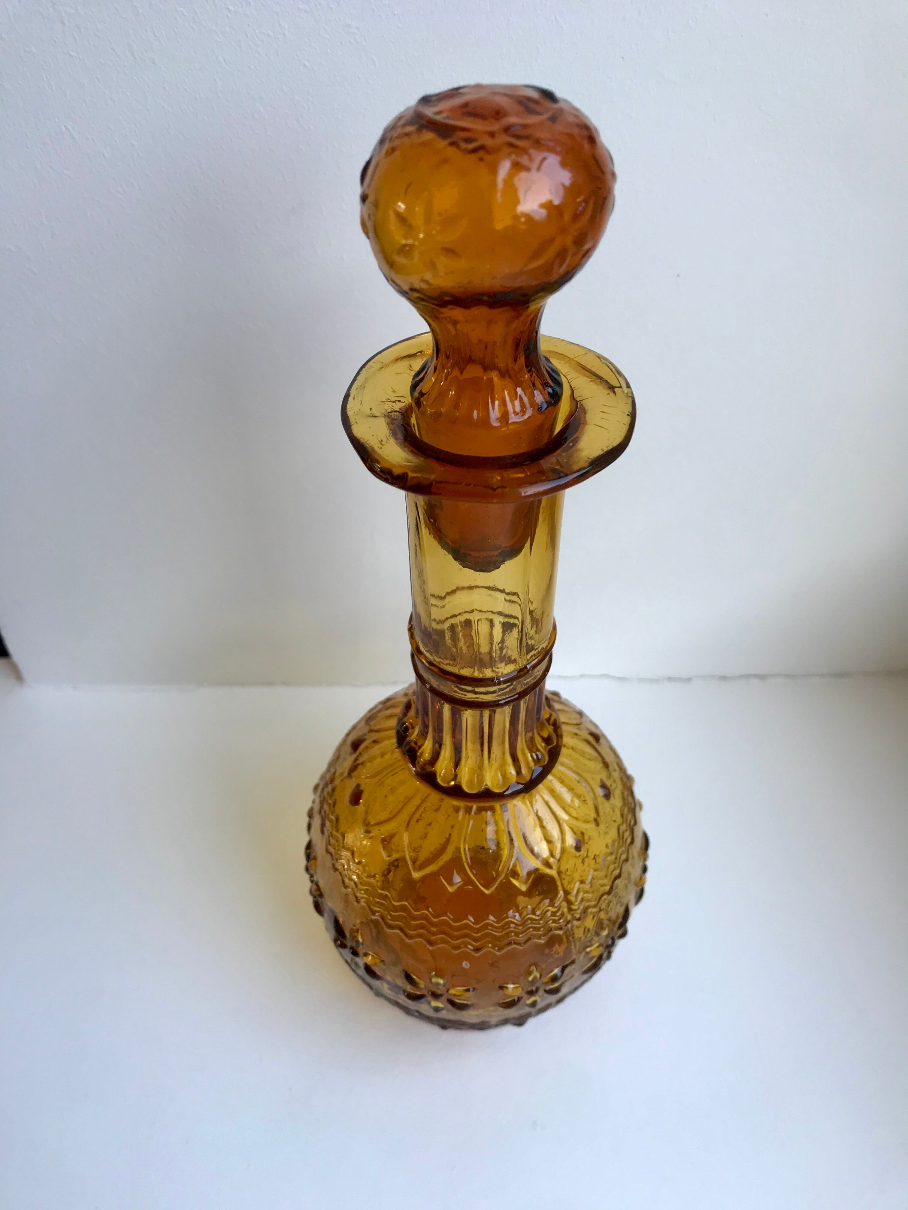 Amber carafe in molded and blown glass 50s