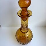 Amber carafe in molded and blown glass 50s