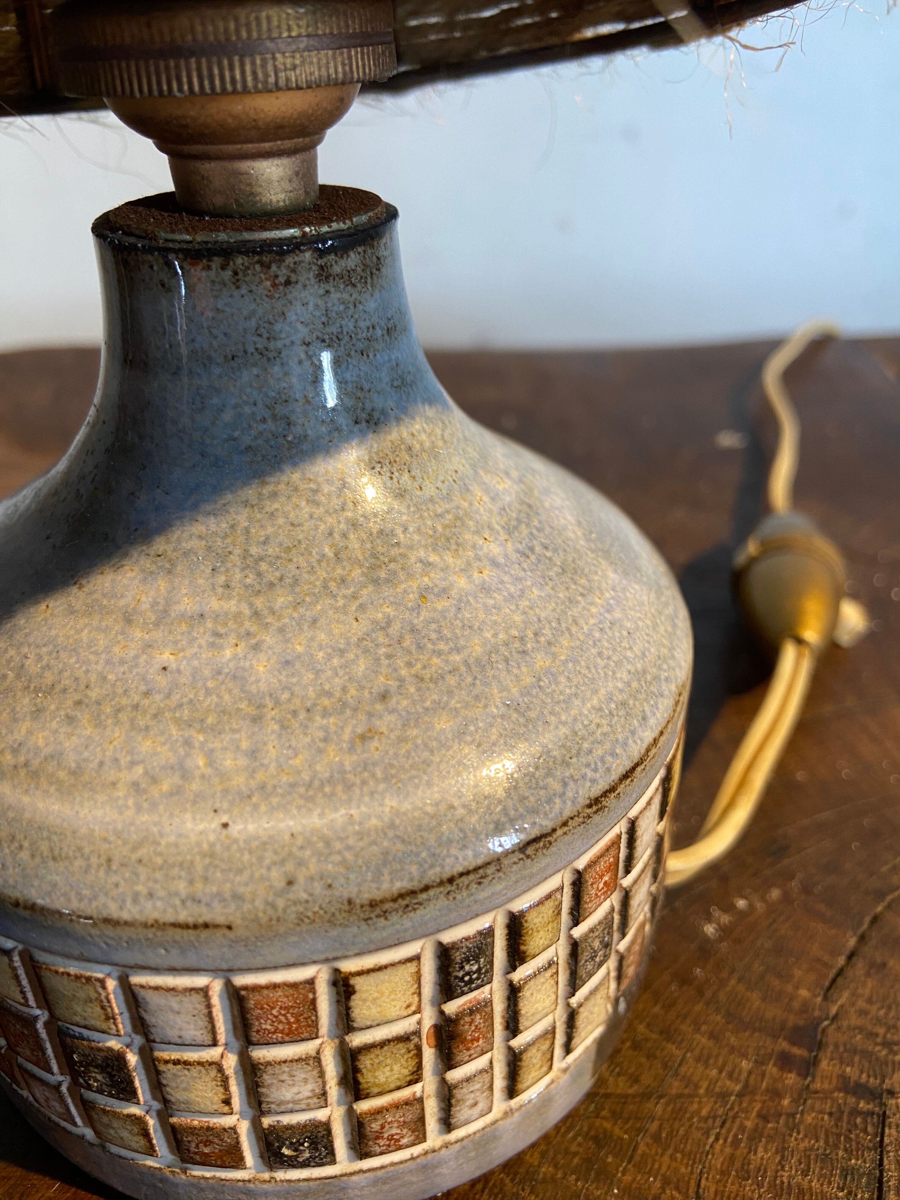 Ceramic lamp Vallauris Old Mill year 60 lampshade rope
