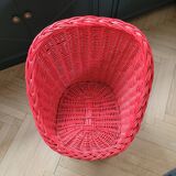 Red rattan children's armchair