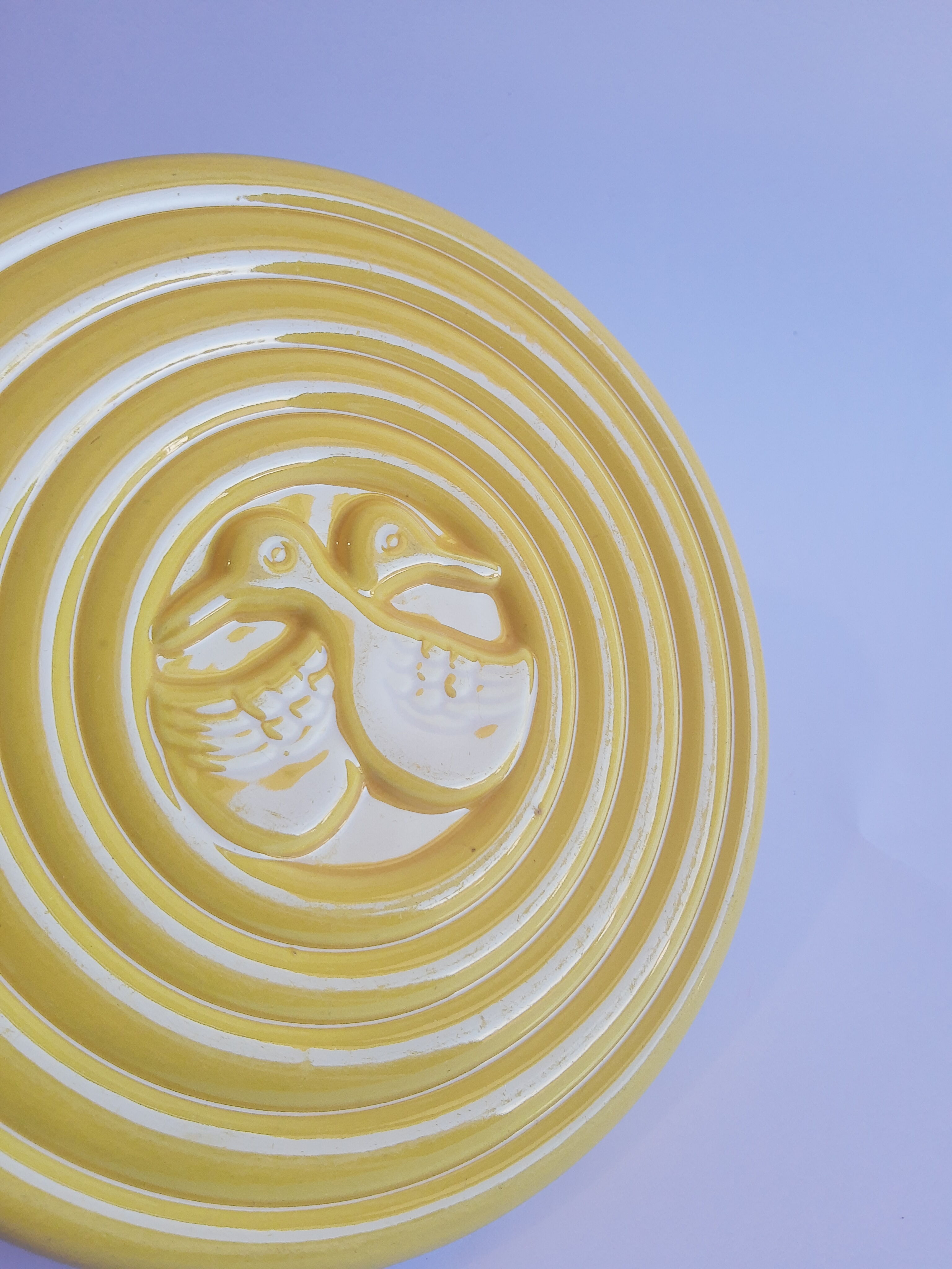 Vintage art deco duck yellow slip coaster