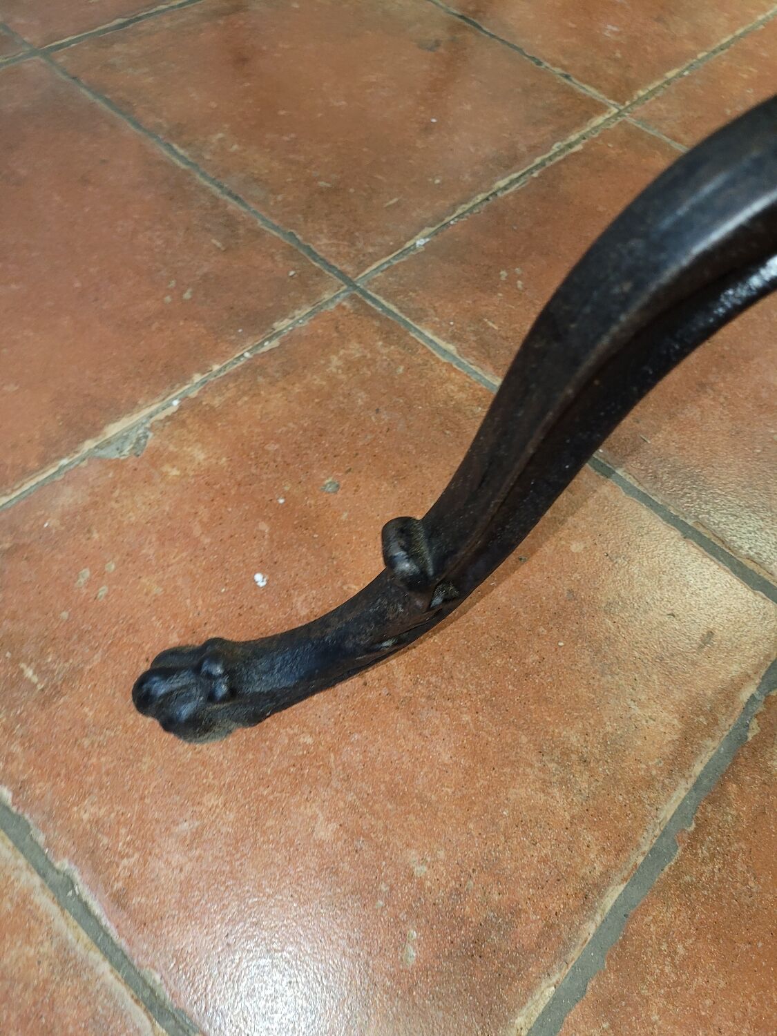 Old bistro table with oak top