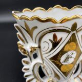 Wedding vase, white porcelain of paris, gold decoration, gilded, flowers, decoration