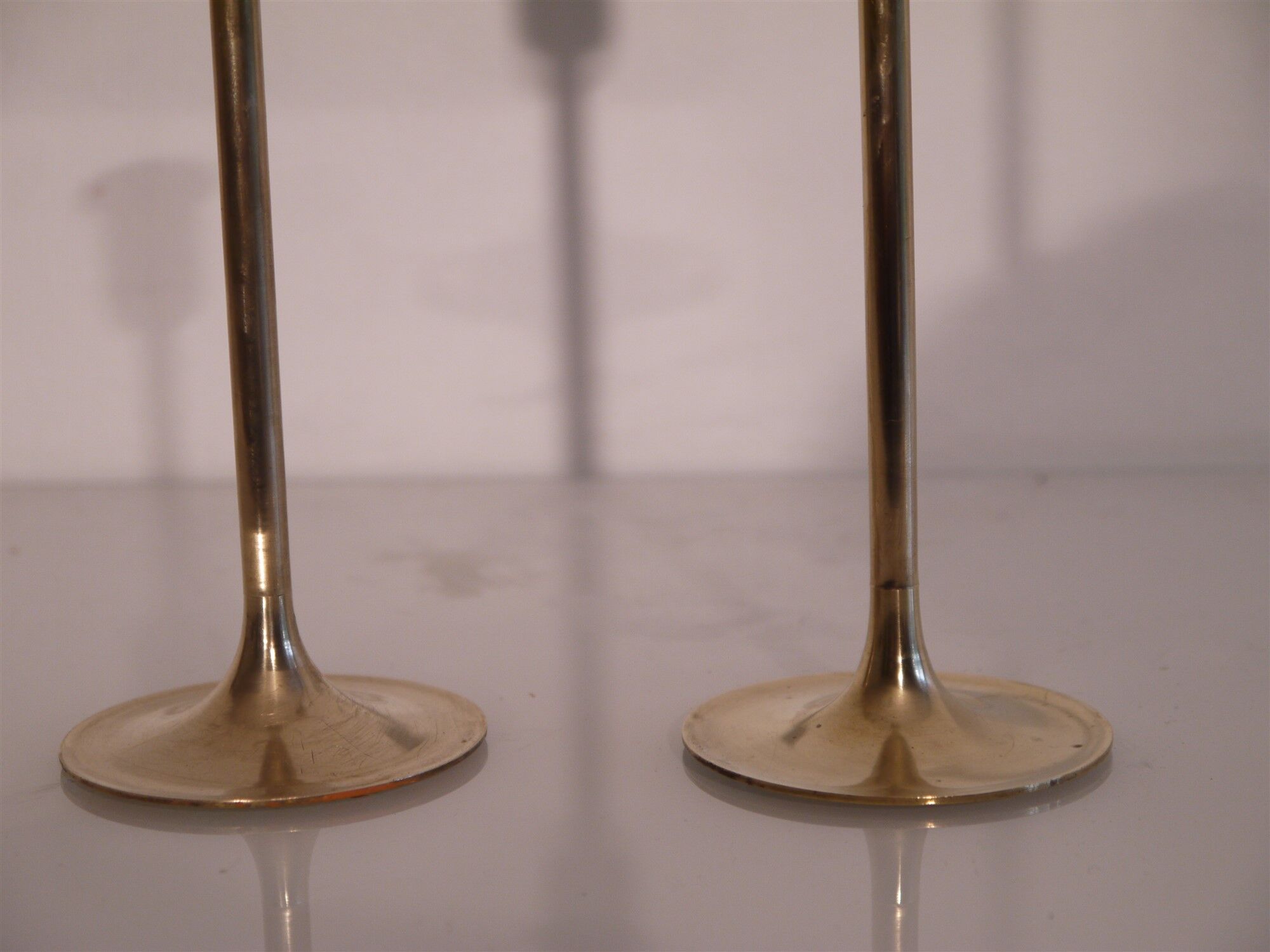 Scandinavian candlesticks pair brass 1960