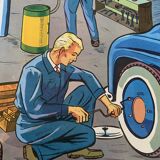 School poster 1960 framed double-sided n14bis The butcher charcutier- n 15 The garage