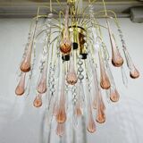 Murano chandelier pink crystal drops