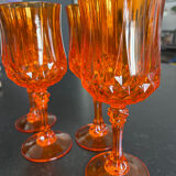 4 orange crystal glasses