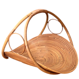 Italian log holder in rattan and bamboo from the 1960s