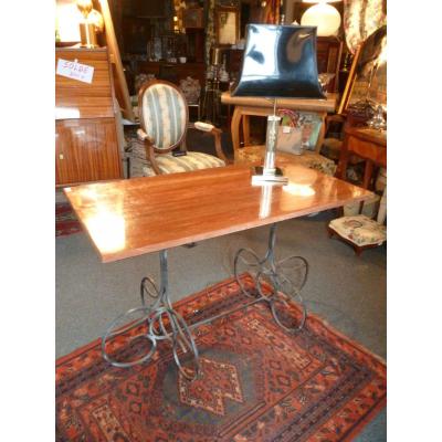 Wrought iron and marble console table
