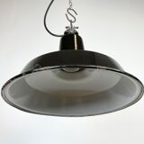 Industrial Black Enamel Hanging Lamp from Reluma, 1950s
