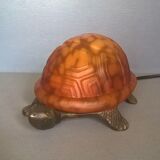 Turtle night light, patinated bronze and glass paste 1980