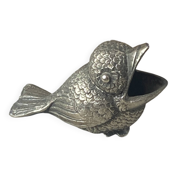 Oiseau en métal argenté