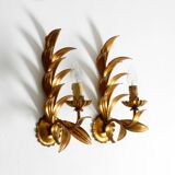 Pair of 1960s Italian gold-plated Florentine wall lamps